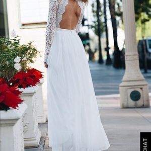 Lulus White Backless Lace Dress